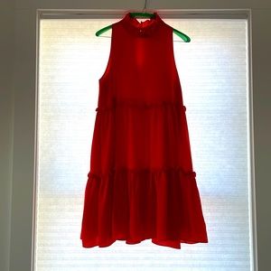 Elliatt coral/poppy/orange flowy tiered dress